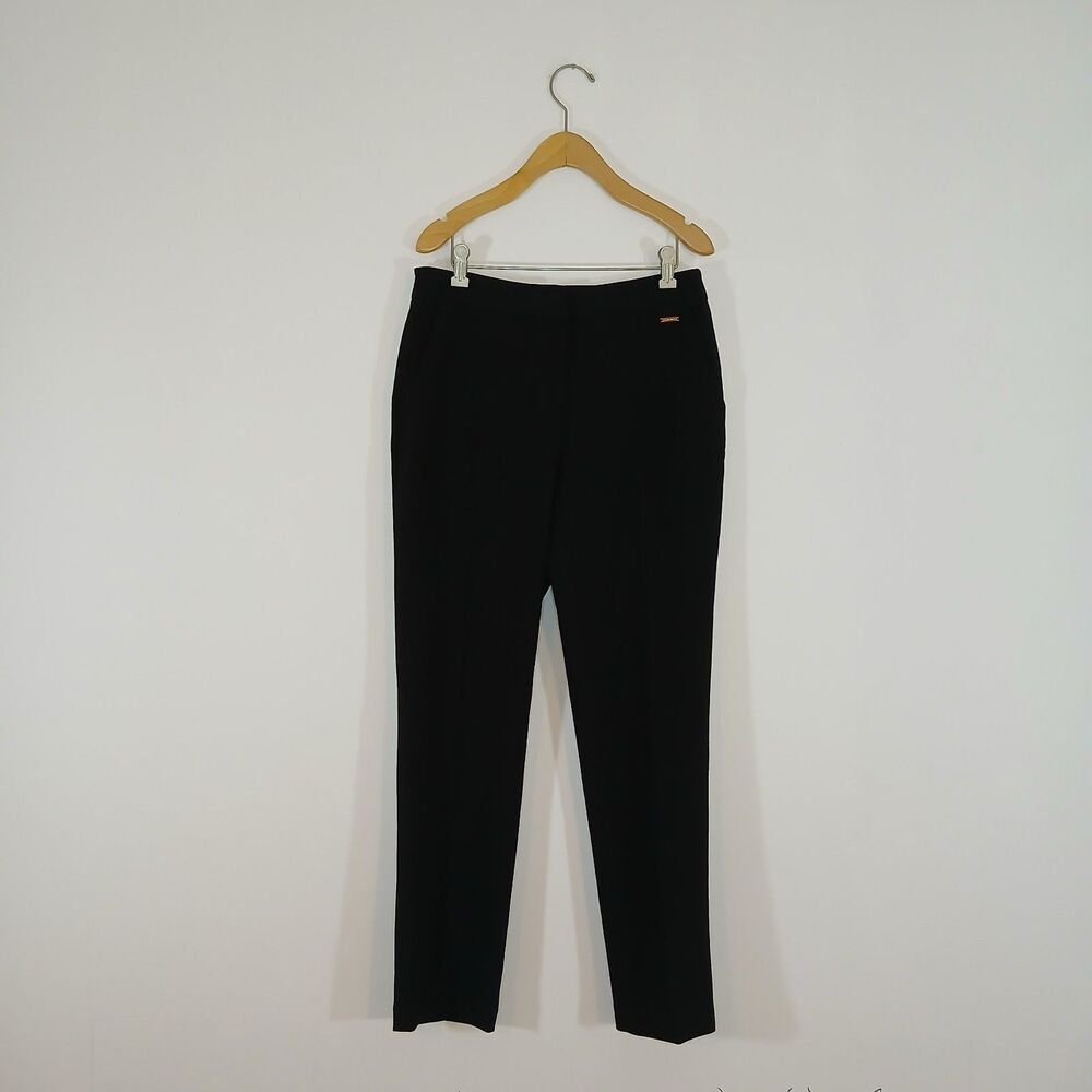 Tahari Black Stretch Slim Straight Leg Pants NWT Size 8 Career Chic Preppy
